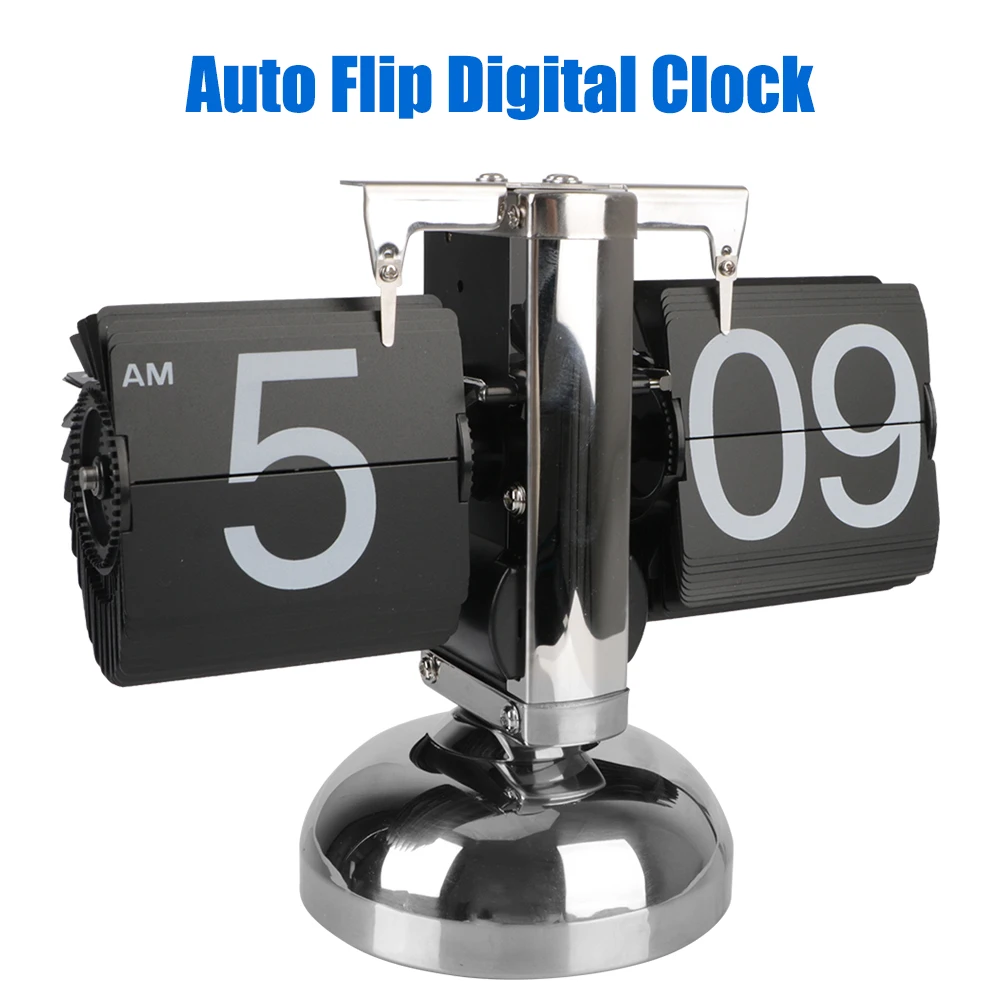 Digital Clock Retro Flip Clock Auto Flip Home Decors Flip Internal Gear Operated Desktop Clock Operated Quartz Clock