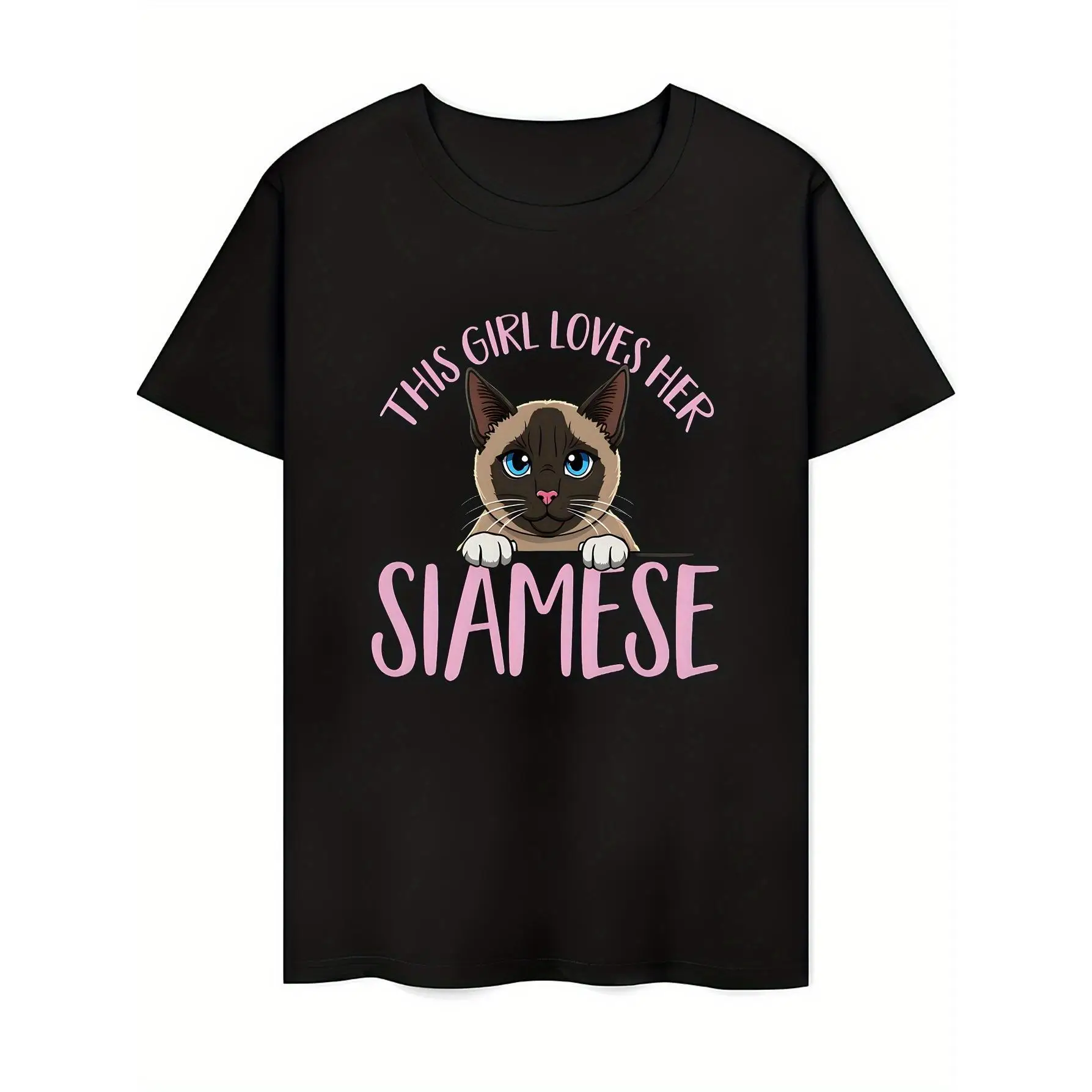

This Girl Loves Her Siamese T Shirt Funny Cat Mom Gift Cute Siamese Cat Lover Tee Women's Pet Owner Graphic T-shirt