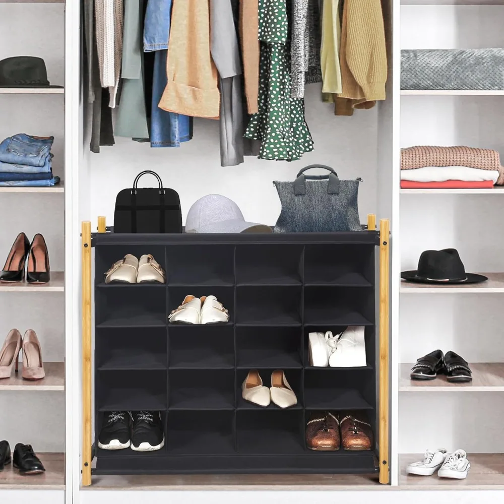 

Shoe Cubby Organizer, Free Standing Shoe Cube Rack for Entryway, Bedroom, Apartment, Closet, Bamboo