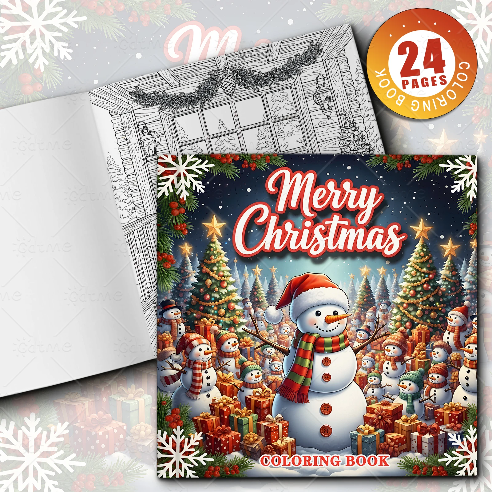 Frohe Weihnachten, süßes und einfaches Malbuch für Erwachsene, Zeichenbuch, perfektes Geschenk für Party und Geburtstag zur Entspannung und Angst – Detail 1