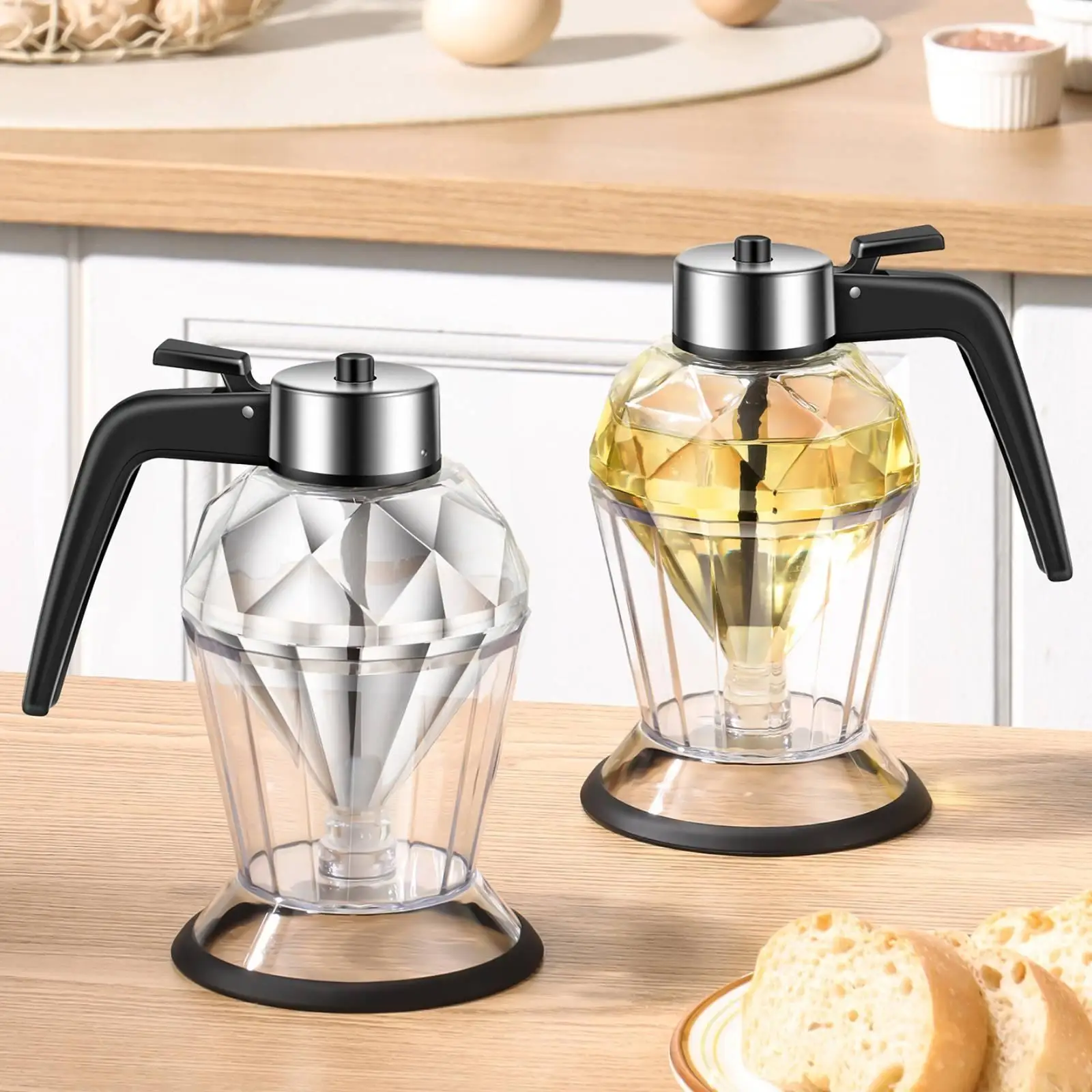 Glass Honey Dispenser with Base Spill-Resistant for Kitchen, Countertop Glass Honey Dispenser with Base Spill-Resistant for Kitchen, Countertop