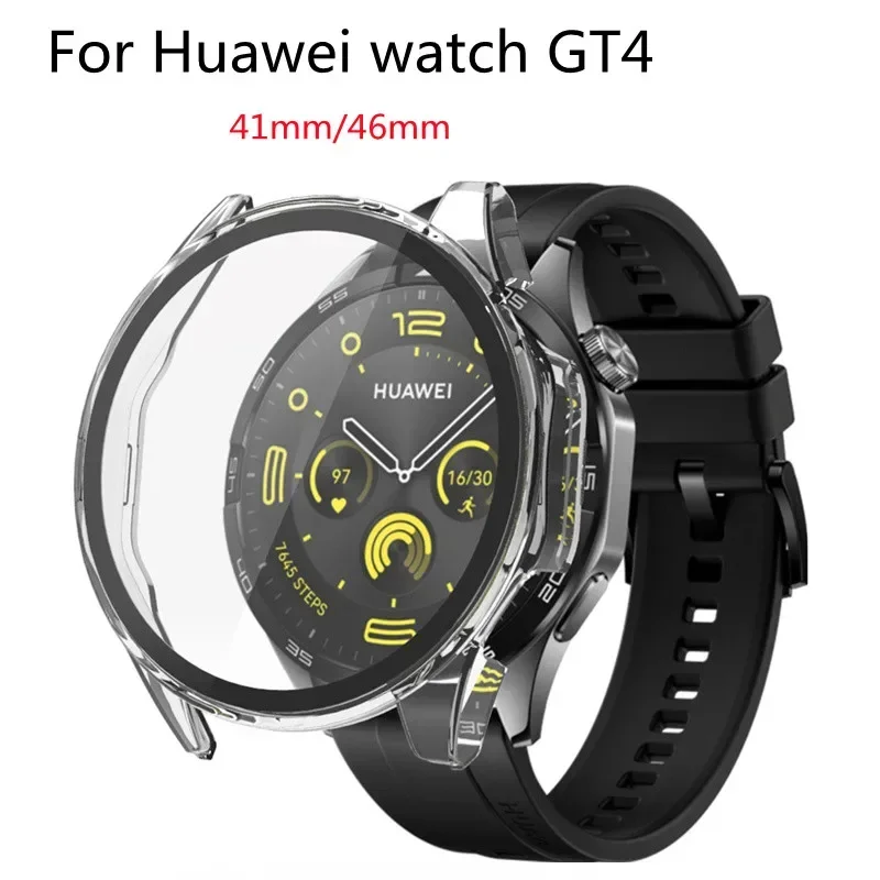 Glass Case for Huawei Watch GT 4 46mm 41mm Hard PC Shell Full Cover Screen Protector Bumper HD Tempered  Film for GT4 46mm