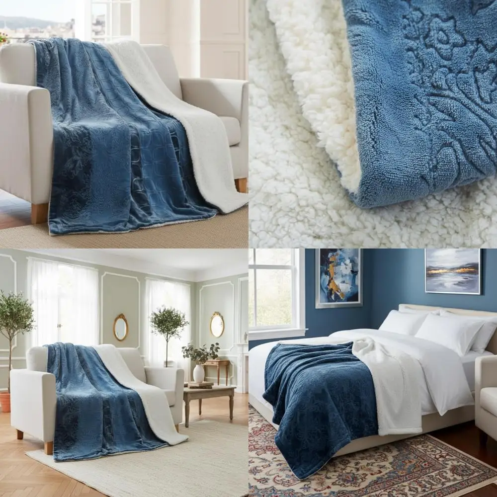 

Twin Size Sherpa Fleece Blanket in Dusty Slate Blue Grey: Cozy, Elegant, and Plush for Rainy Days