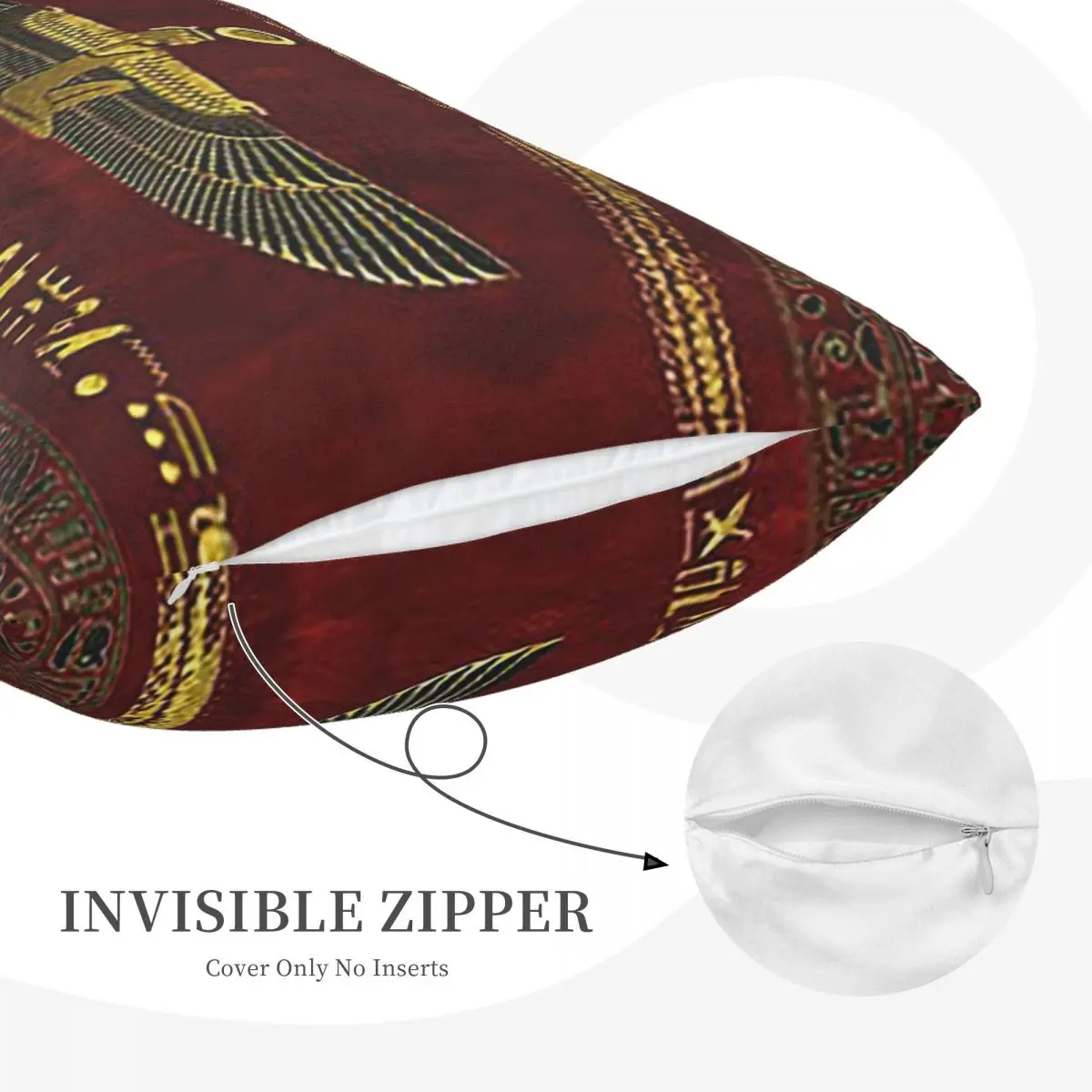 زخرفة الله المصري الذهبي على الجلد الأحمر مستطيل المخدة غطاء الوسادة ديكور غرفة نوم السرير المنزل الراحة رمي وسادة #4