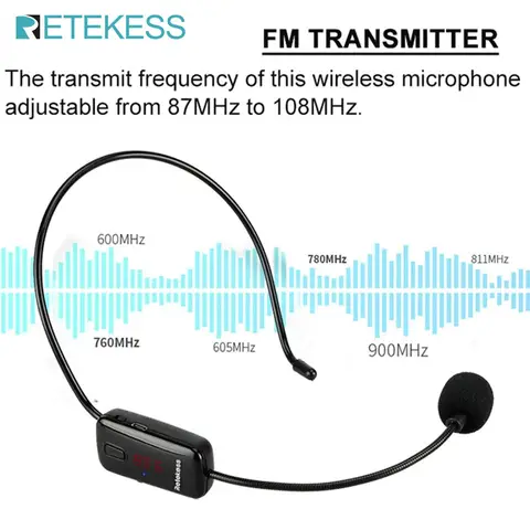 RETEKESS TR503 Microfono senza fili Auricolare a condensatore Megafono Radio Mic FM 87-108 MHz Per altoparlante Guida alle riunioni didattiche