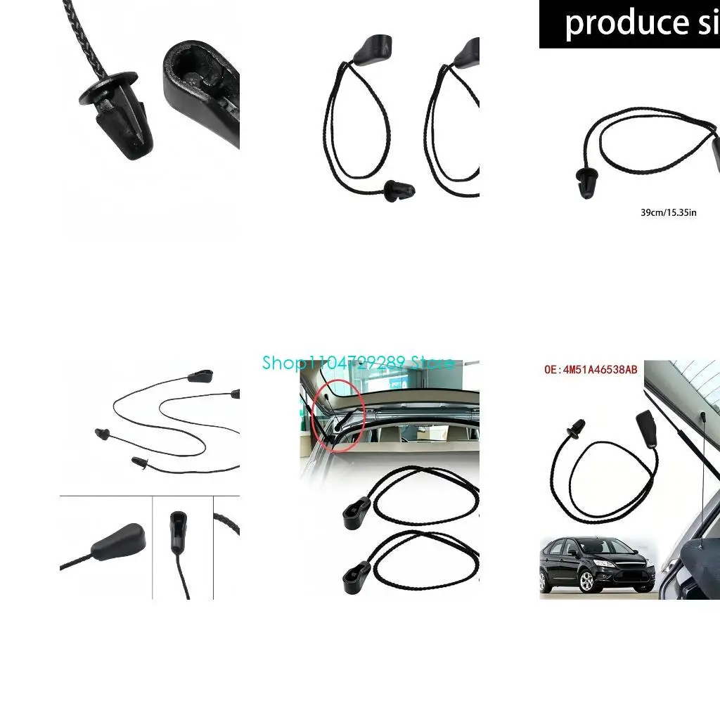 D8KE Rear Load Cover Pull Cord Replacement Pair for MK2 MK1 Hatchback Trunk Repair, Black Molded End Cord Set, 39 Service Length