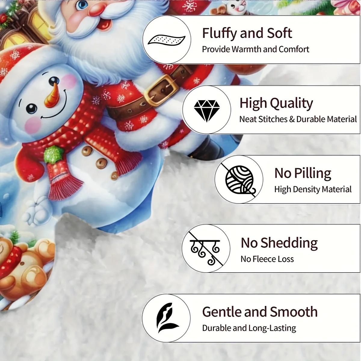 Coperta natalizia in flanella ultra morbida: design di Babbo Natale e pupazzo di neve, perfetta per divano, camera da letto o regalo: adatta alle allergie, versatile