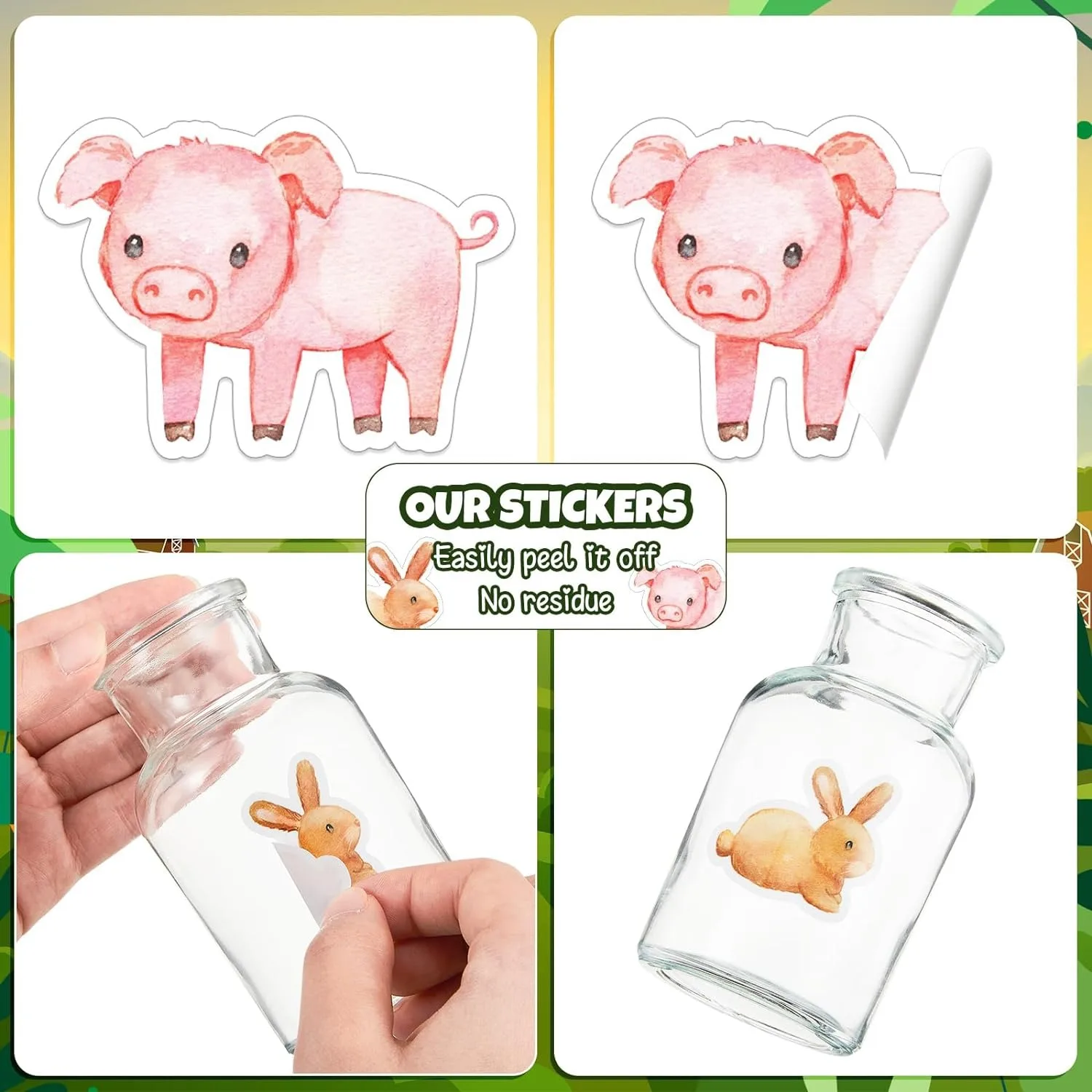 100-500pcs Cartoon Farm Zoo Animals Stickers Decoration Reward DIY Stickers Scrapbook Skateboard Round Sealing Label Stationery