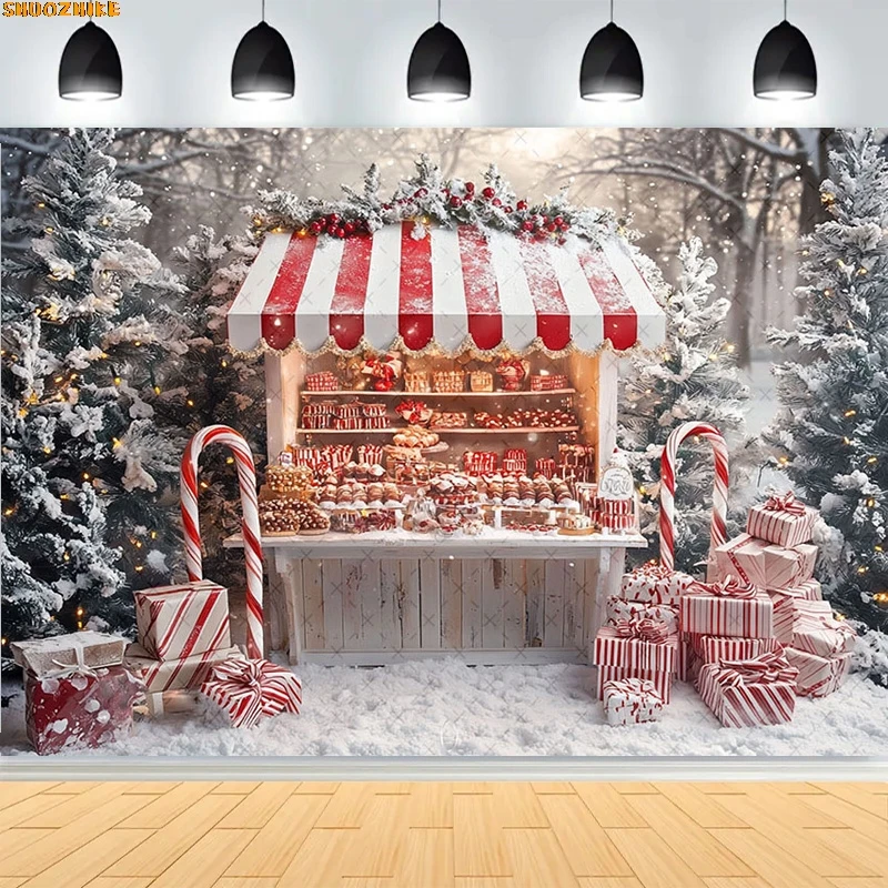 

Christmas Day Wreath Family New Year Party Photography Backdrops Prop Window Living Room Xmas Tree Gift Snow Background BV-36