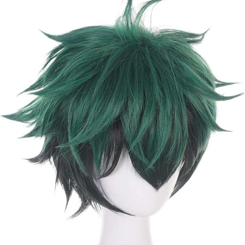 Anime My Hero Academy Cosplay Wig Izuku Midoriya Decoration Hair Set Green Short Straight Wig 8inch Button Mesh Daily Wear