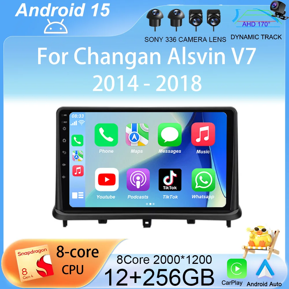 

Carplay Auto Car Radio Android 13 For Changan Alsvin V7 2014-2018 Multimedia Video Player Navigation Stereo GPS BT5.0 WIFI+4G