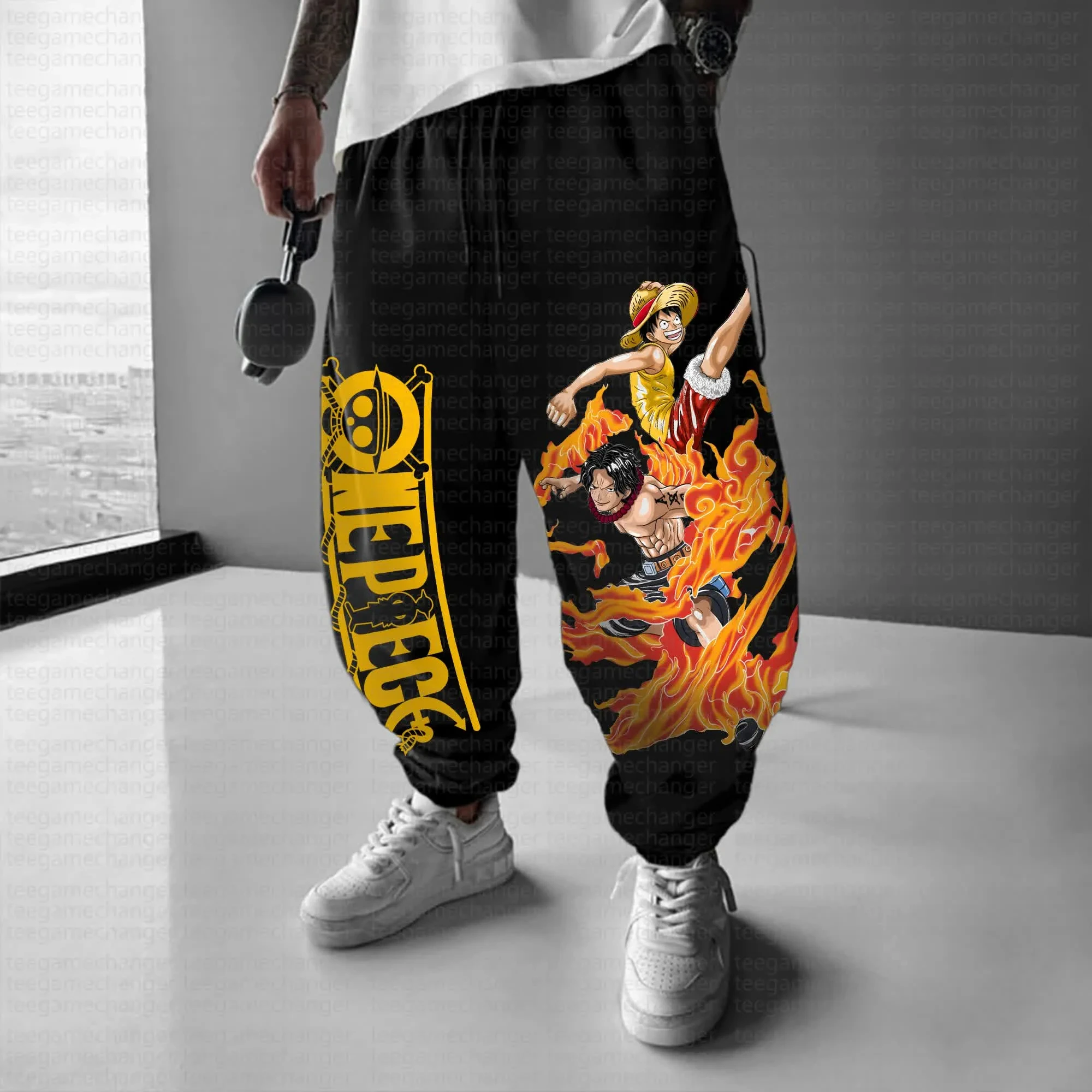 

One Piece Zoro Roronoa Three Swords Black Track Pants Men Cotton Casual Autumn Winter Streetwear Fashion Anime Graphic Print