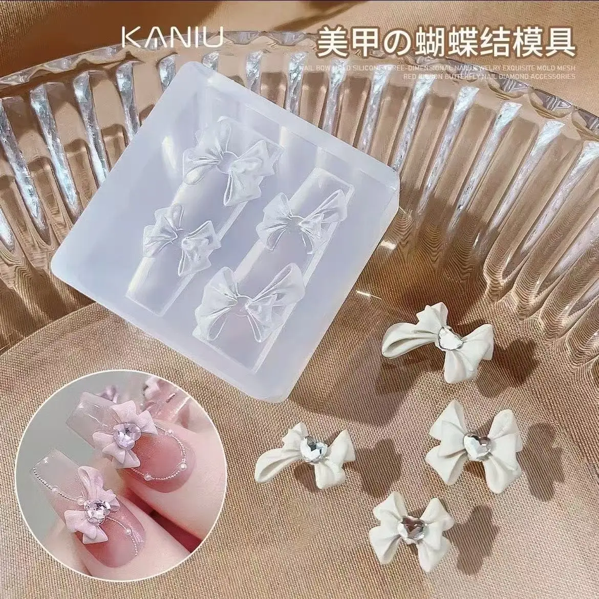 1Pc DIY Design Silicone Decorated Nail Art Templates Nails Mold Bow 3D Acrylic Mold Nail Art Decorations
