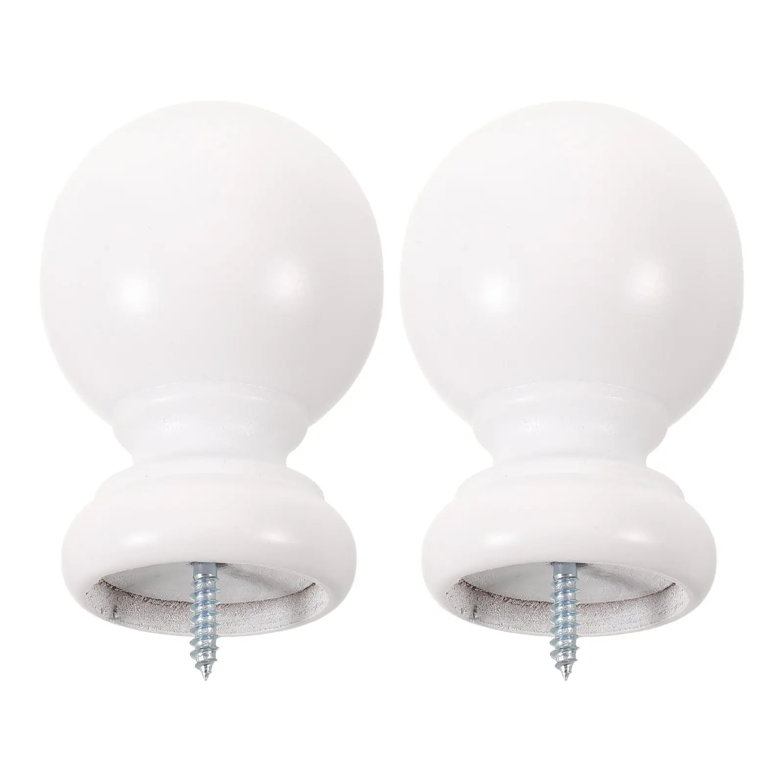 2Pcs Wooden Curtain Rod Finials Screw-on Replacement Ends Decorative Ball Caps for 35Mm Poles Living Room Bedroom Window