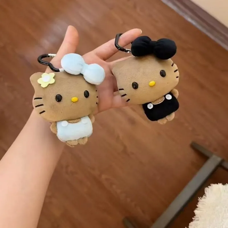 

Новая милая подвеска-сумочка Hello Kitty из черной кожи Sanrio, креативная плюшевая кукла, подарок для девочки на день рождения, подарок на Рождество