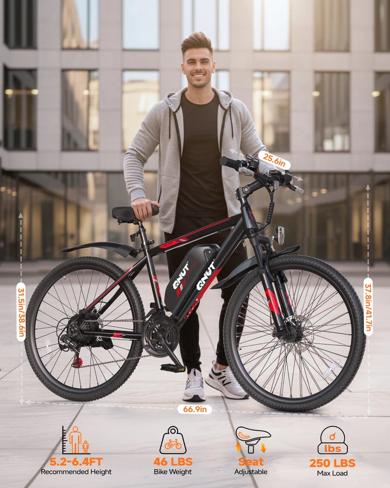 QNUT VICTOR 2.0 Pro Electric Bike For Adults 21 Speeds Gear 26" Electric Mountain Bike, 750W Peak, 20MPH, 36V 10.4Ah Removable Battery, Aluminum Frame, UL 2849 Certified Urban Commuting Ebike image 8
