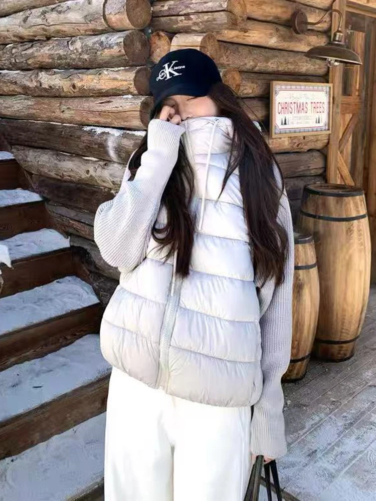 

Knitted Patchwork Parka Coats Women Korean Winter Warm Faux 2 Piece Splicing Down Jacket Y2K Loose Casual Hoodie Puffer Outwear