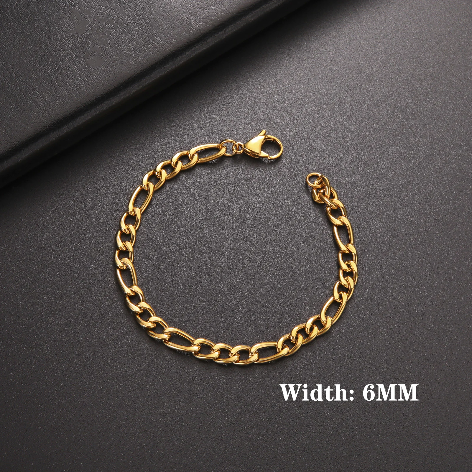 Lucktune Figaro-Kettenarmband für Männer und Frauen, Edelstahl, Breite 3–10 mm, Armbänder, Punk-Schmuck, Paar-Geschenk, Pulsera Hombre, Neu – Detail 19