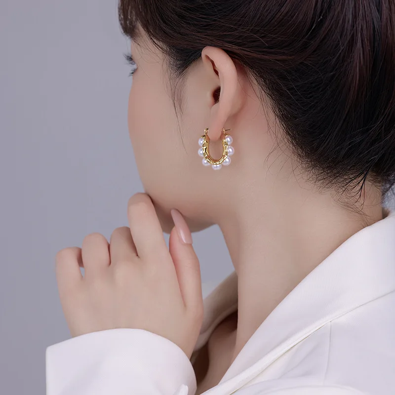 أقراط اللؤلؤ بإبرة فضية S925 للنساء، مجوهرات عصرية فرنسية بسيطة وخفيفة فاخرة #4