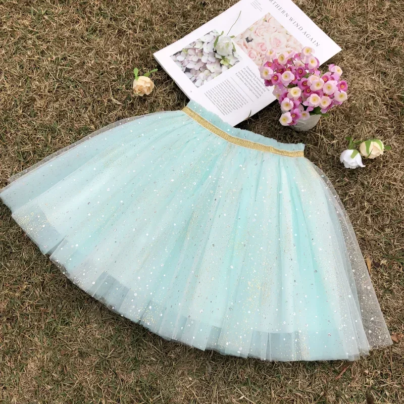 2-10T Girls Lace Skirts Tutus Summer Princess Girl Dance Skirt Solid Tulle Skirt Party Princess Dance Tutu for Children Clothes