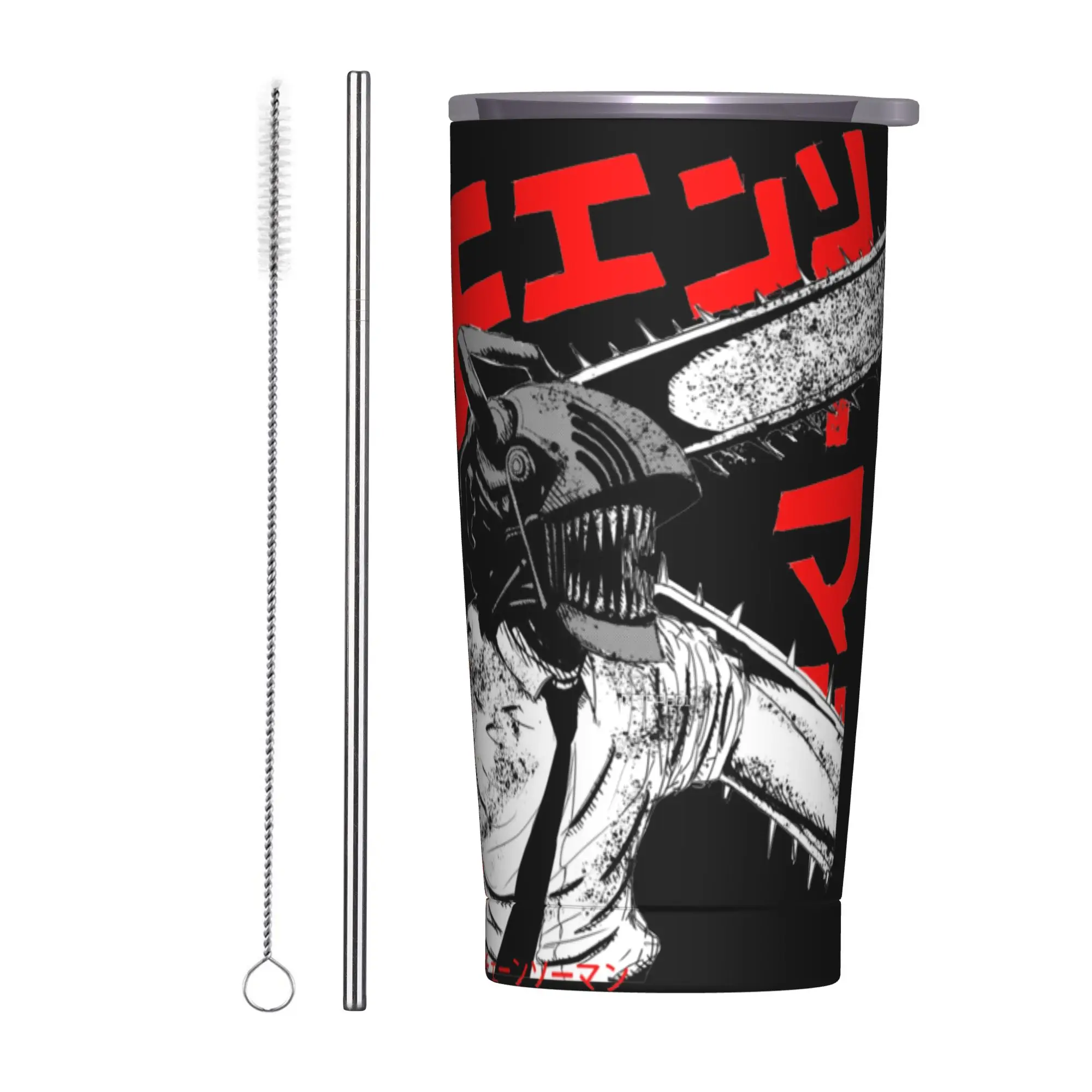 

Chainsaw Man Insulated Tumbler with Straws Stainless Steel Coffee Mugs Double Wall Bottle Cup, 20oz