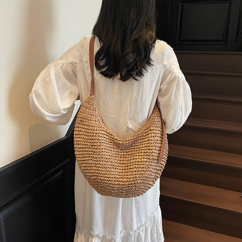 Tas Bahu Jerami Anyaman Besar - Women'S Raffia Bags ulasan dan harga