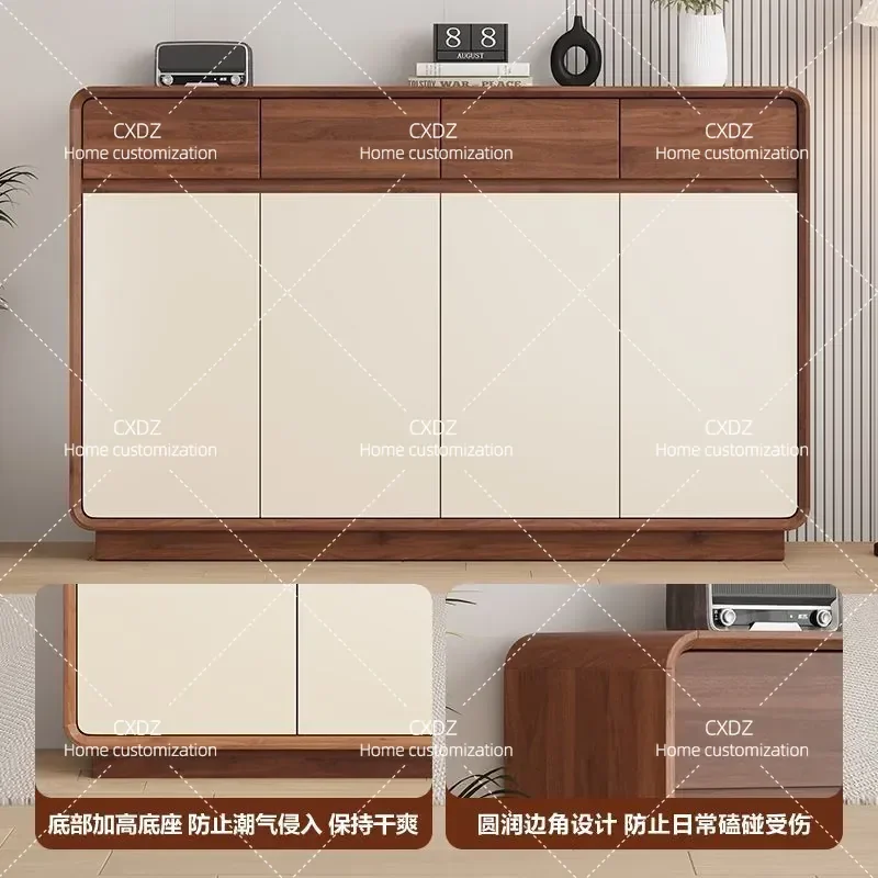 Solid Wood Shoe Cabinet for Entryway Large Capacity Wall Mounted Storage Unit Durable Indoor Footwear Organizer for Home