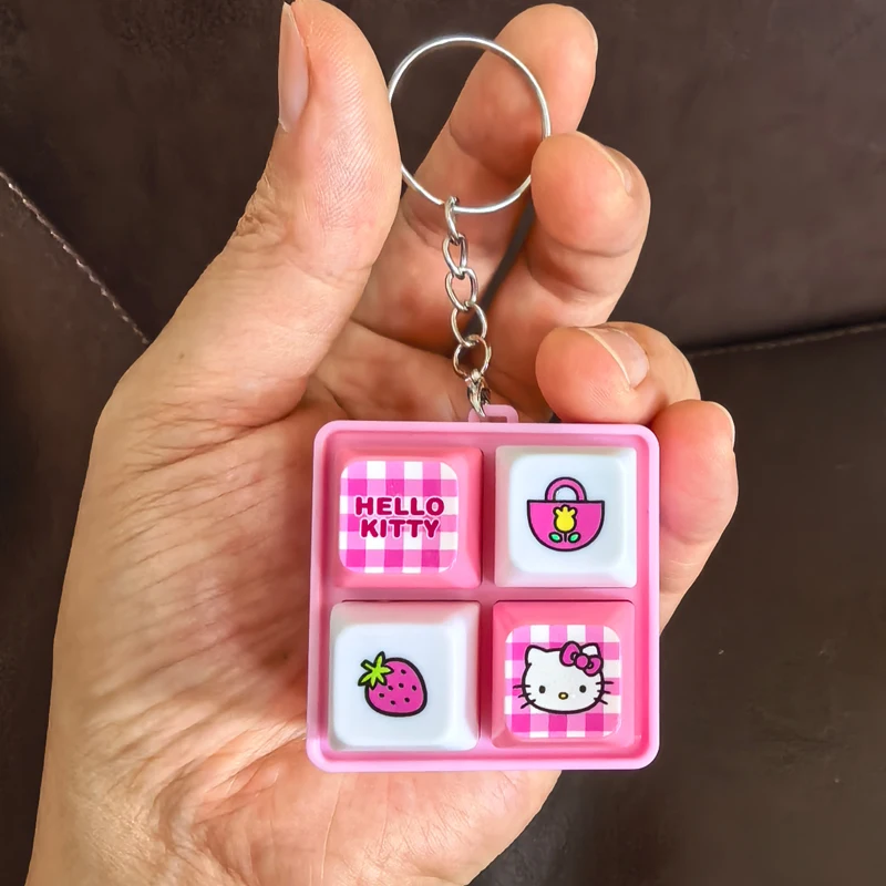 Hello Kitty Four ;'Grid Sound Light Clicker Keychain Kawaii ,.Cute Fidget Toy Stress Relief Toy Sensory/; Toy Squishy Party Gift view 4