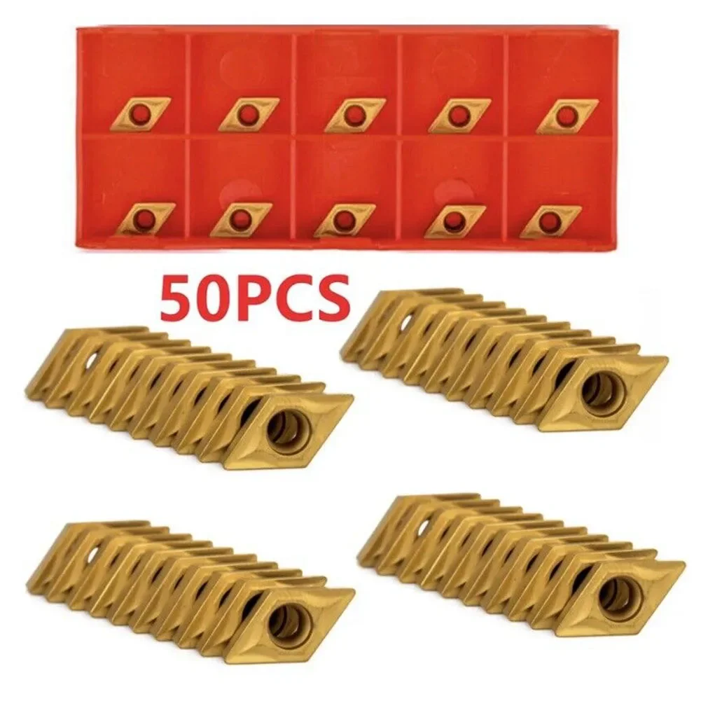 

DCMT070204 Carbide Insert Pack 50pcs For Lathe Boring Bar Cutters 7mm Insert Length 2mm Thickness R0.4 Geometry