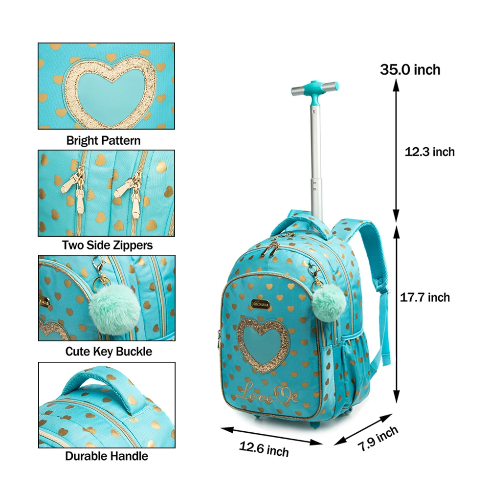 Kinderen Rollende Rugzak Schooltas Wielen Rugzak Voor Meisjes Schootrolley Tas Wielen Kids Travel Bagage Trolley Tassen