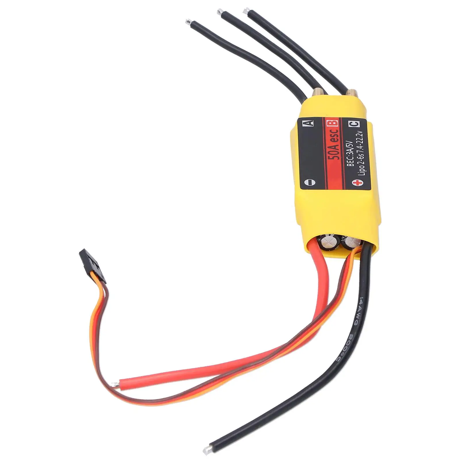 50A Brushless for rc Controller - Yellow, Compact & Stable Electronic ESC for rc Boat Models