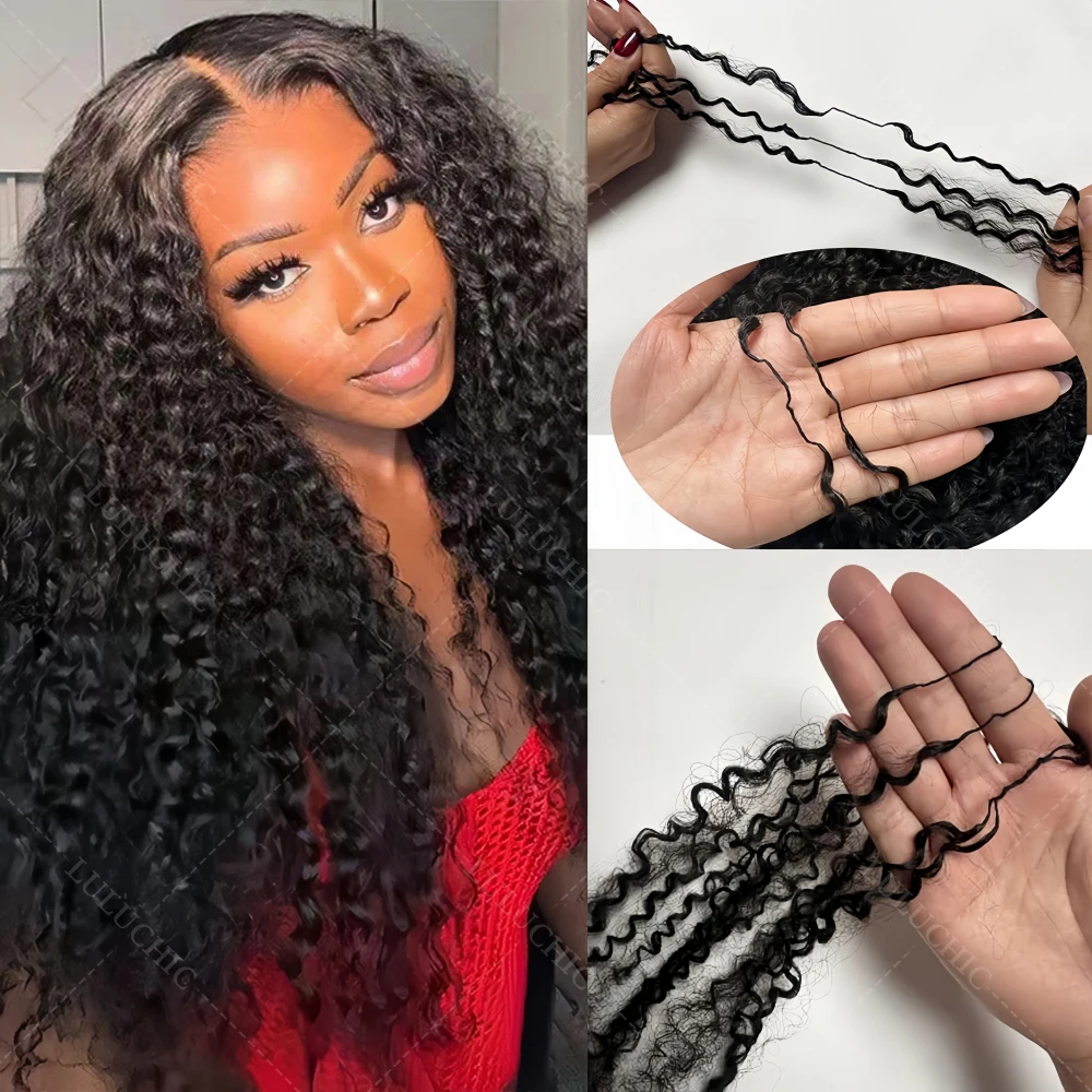

Crochet Human Hair Kinky Curly Invisible Knots Pre Separated Crochet Human Hair Extensions Knotless With String For Black Women