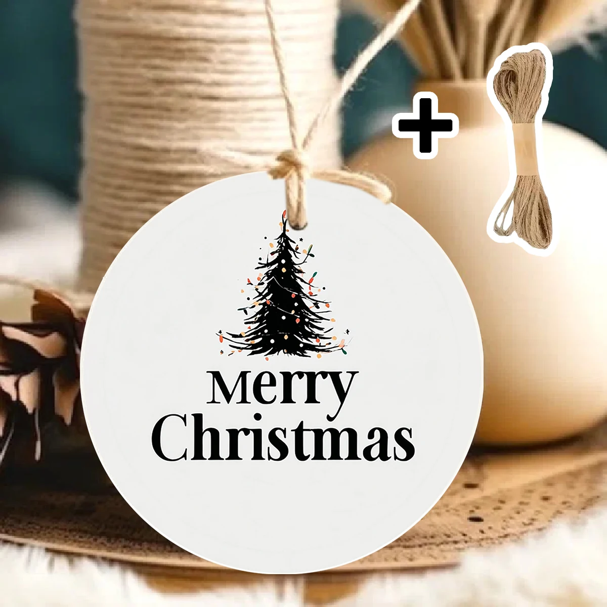 

90pcs custom birthday baptism hanging ornament tags, gift packaging, 10m rope gift, Christmas tree hanging decorations