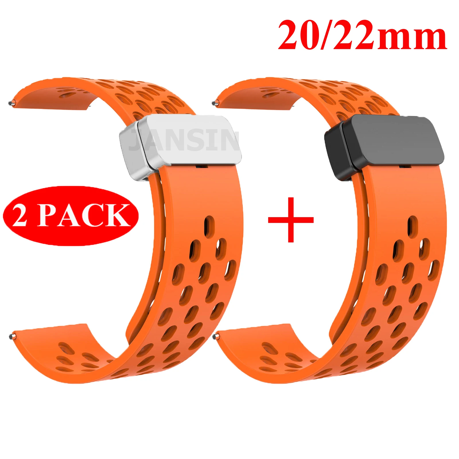 2 Pack 20mm 22mm Watch Strap For Amazfit gts/4/3/2/gts2/4 Mini/Gtr4/3/2/2e/47mm Silicone Bracelet Magnetic Loop Watchband Correa