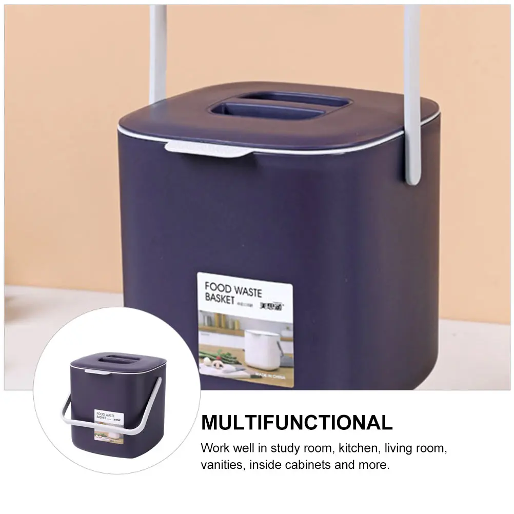 

Plastic Trash Can Waste Basket Garbage Container Small Size Compact Lid Kitchen Office Recycling Bin Dry Wet Separator Home Use