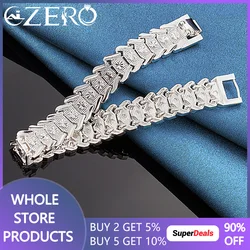 ALIZERO 925 Sterling Silver Wristband Chain Bracelet For Men Women Wedding Engagement Party Fashion Jewelry Gift