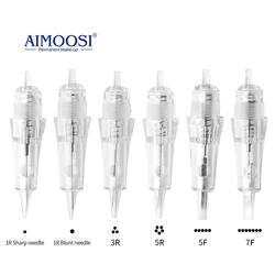 AIMOOSI 50/100Pcs Tattoo Cartridge Needles 0.18 1R Disposable Professional Spiral Port Needles for Permanent Makeup Machine