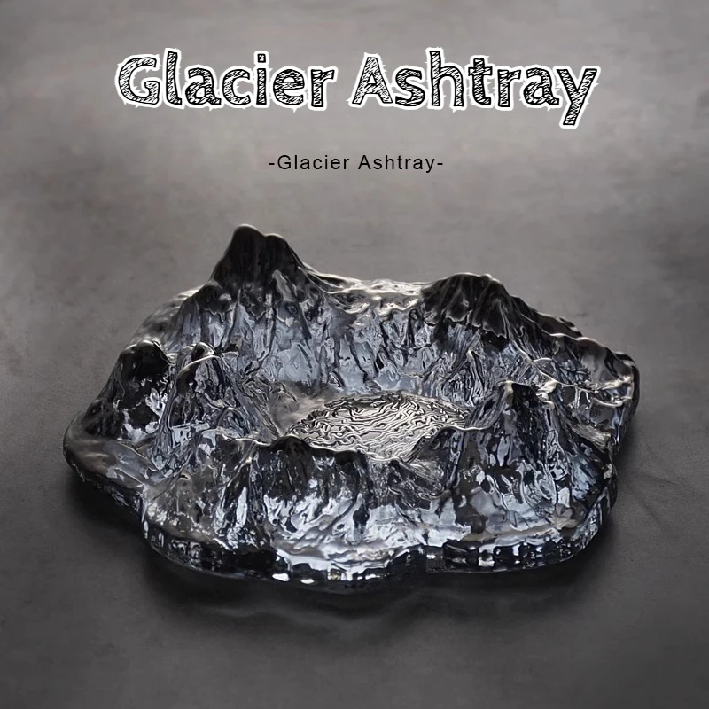 

Glass Glacier Ashtray,Crystal Glass Iceberg Snow Mountain, Bar Office Home Ornament Luxury Trendy Gift