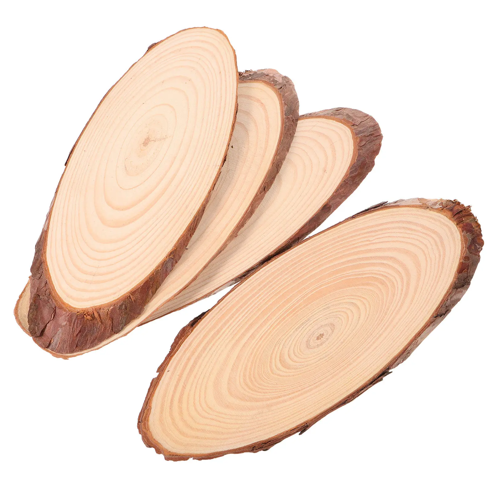 

4PCS Natural Oval Wood Slices Parts Tree Bark Log Discs DIY Crafts Wedding Party Painting Decoration 10-12cm Width 27-35cm Long