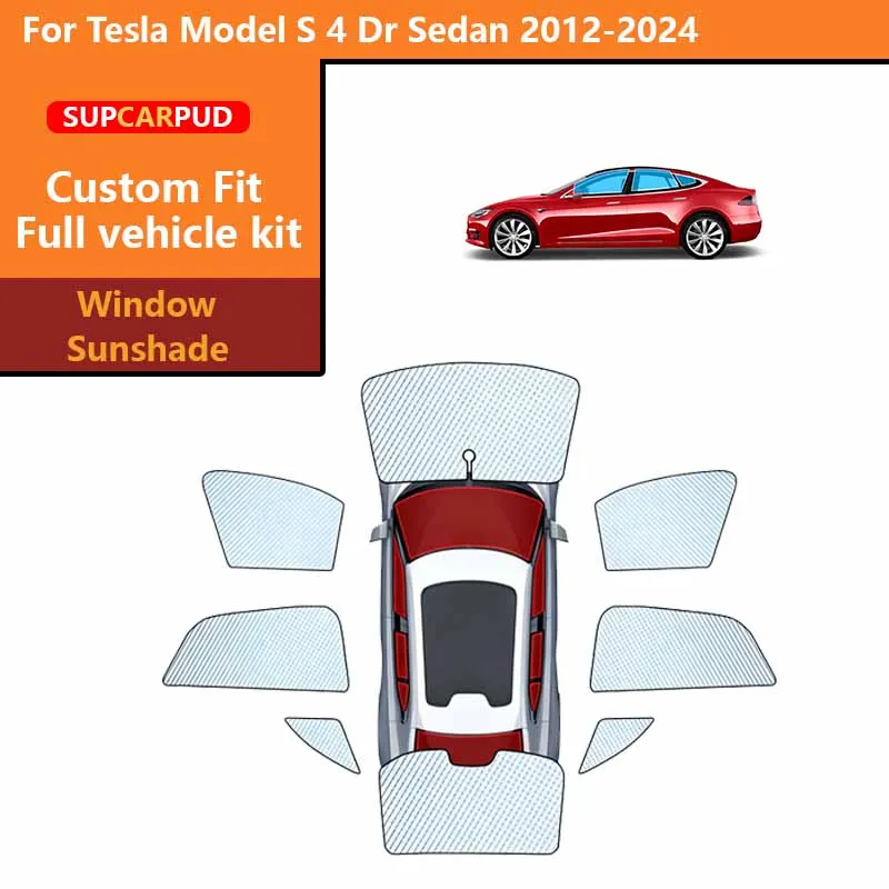 

Солнцезащитные шторки для автомобиля, защита от ультрафиолета, для Tesla Model S 4-дверный седан 2012-2024, для передних, задних и боковых окон