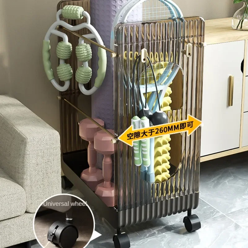 Light Luxury Transparent Yoga Mat Storage Basket Fitness Tool Storage Rack Badminton Racket Frame Seam With Wheel Toy Basket
