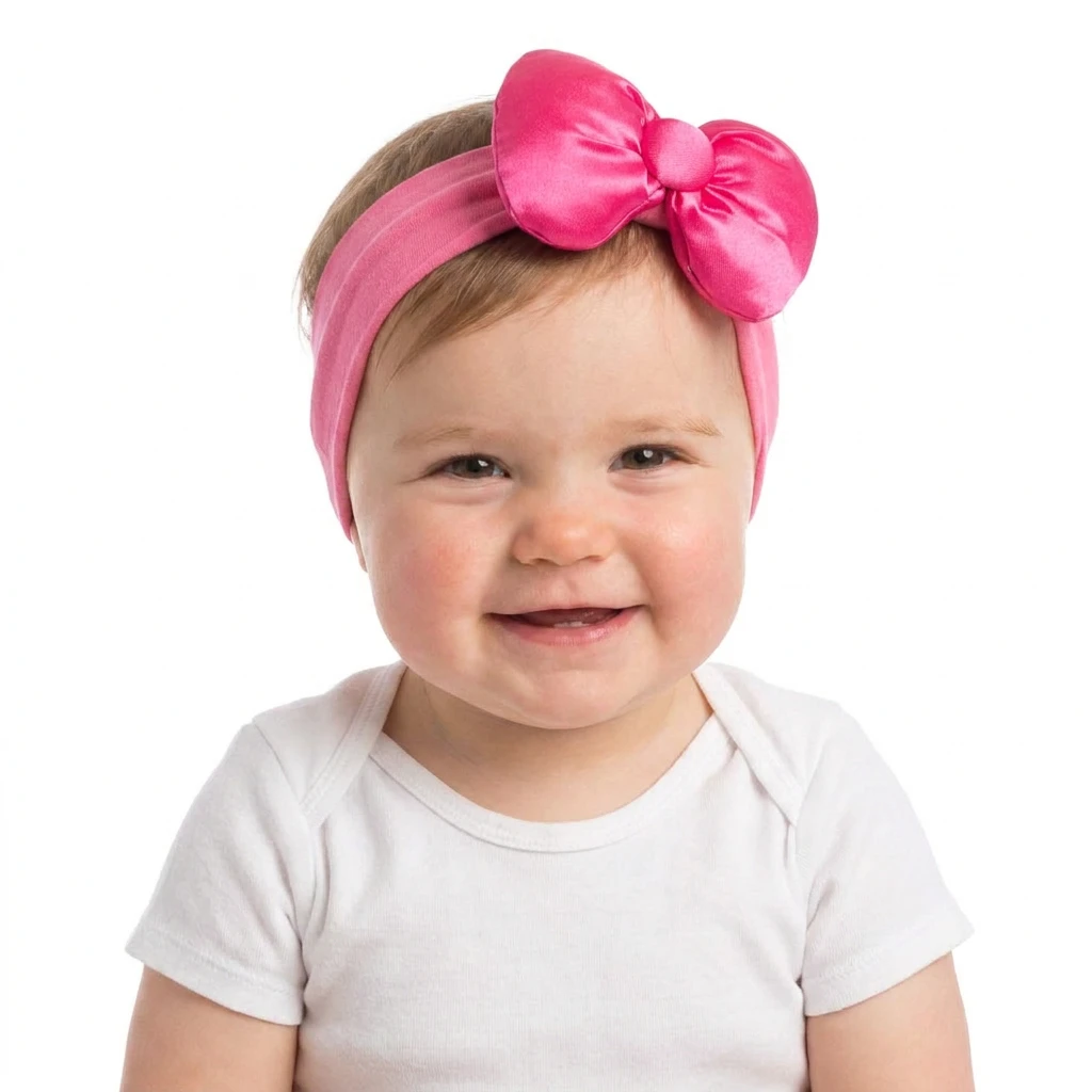 Head Wrap Turban - Cute 3D Satin Bow Baby Girls
