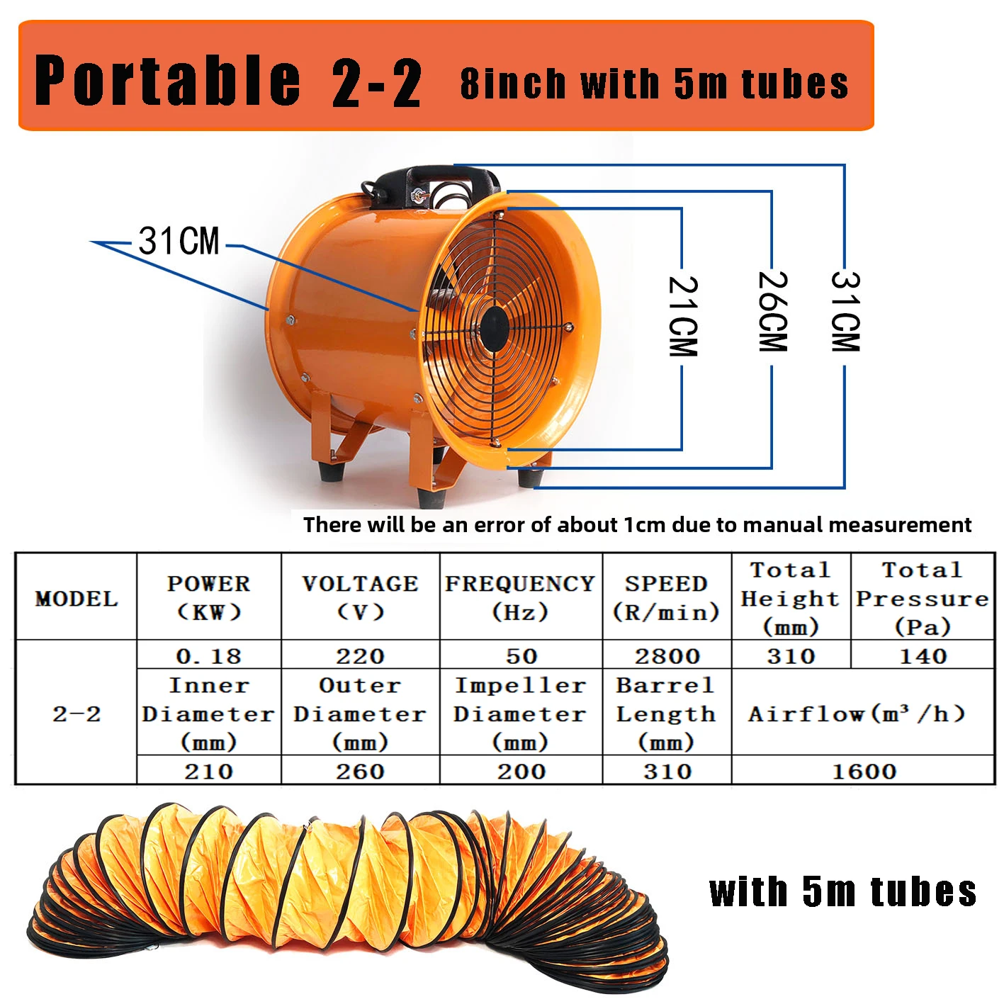 Portable mobile axial flow exhaust fan 220V/380V industrial ventilation equipment AC ball bearing powerful blower 1600rmp view 2
