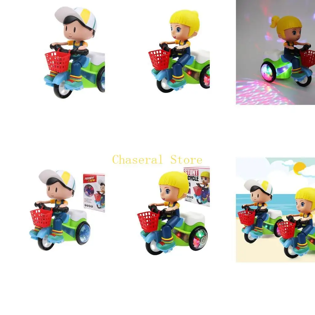 E7CE Xe Máy Điện Đóng Thế Xe Đạp Đồ Chơi Trẻ Xoay Xe Bánh Đồ Chơi Âm Nhạc Xe Quà Tặng