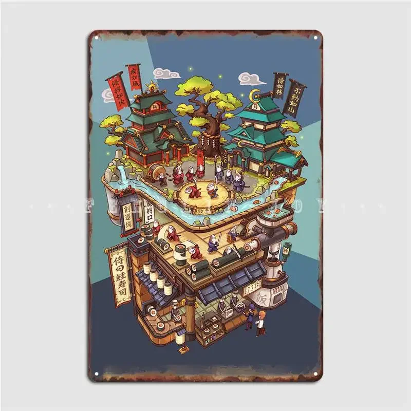 De Samurai Salmon Sushi Metal Sign Club Home Garage Club Ontwerpen Muurplaquette Tin Sign Poster