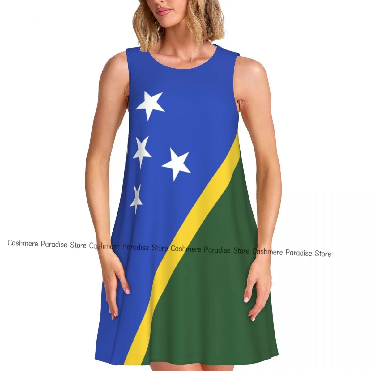 Robes d'été pour femmes, t-shirt de plage, sans manches, drapeau des îles Salomon, décontracté, ample, débardeur, 2025