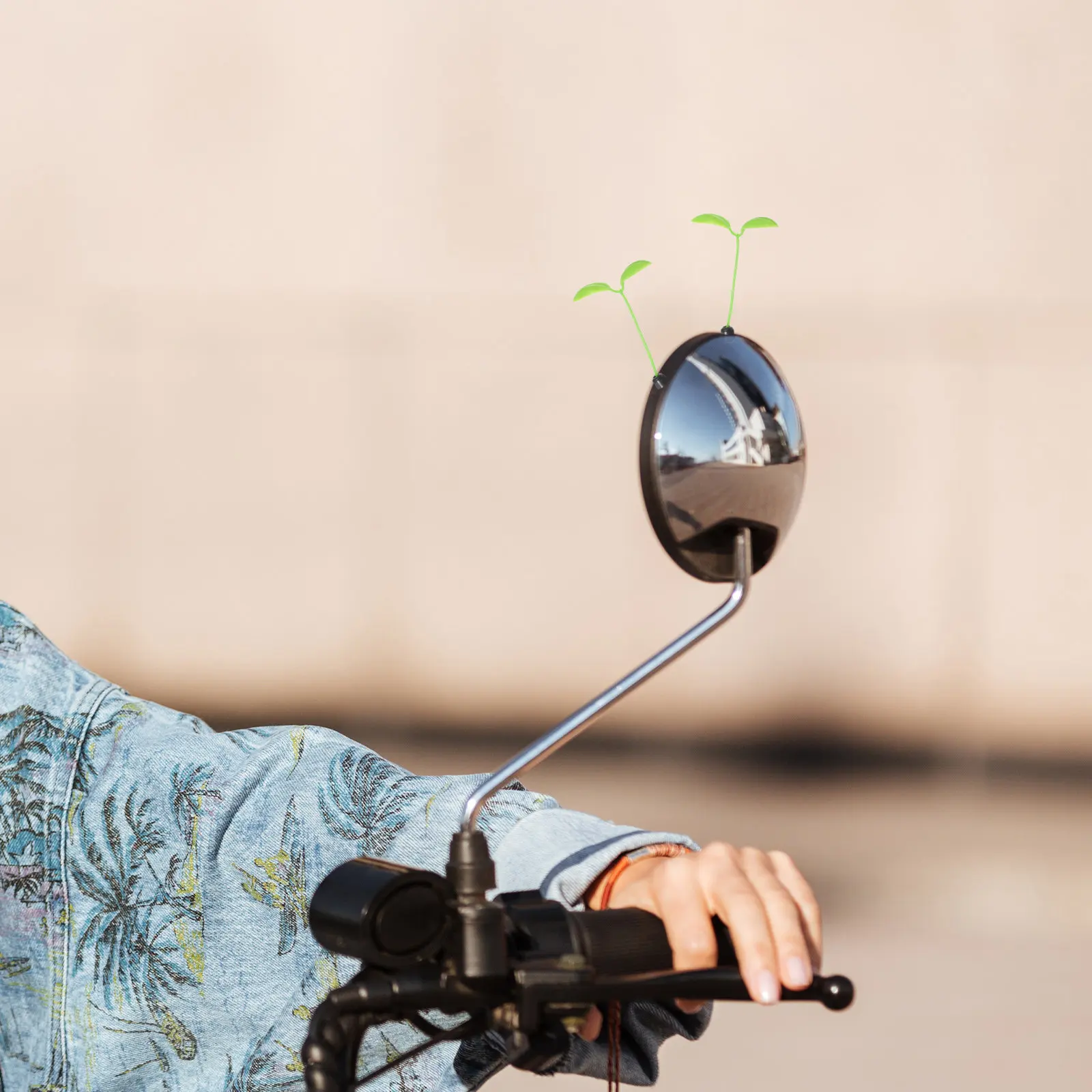 5Pcs Cute 3D Bean Sprout Electric Scooter Rearview Mirror Decoration Universal Car Bike Accessory Creative Green Plant Ornament