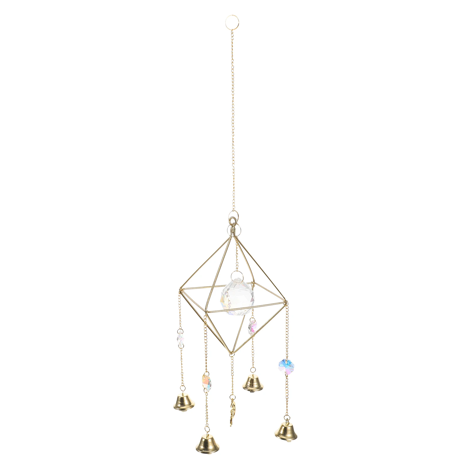 

Golden Crystal Chime Decor Chinese Hanging Good Luck naments for Patio Living Room Garden Hanging Bell Suncatcher nament Clear