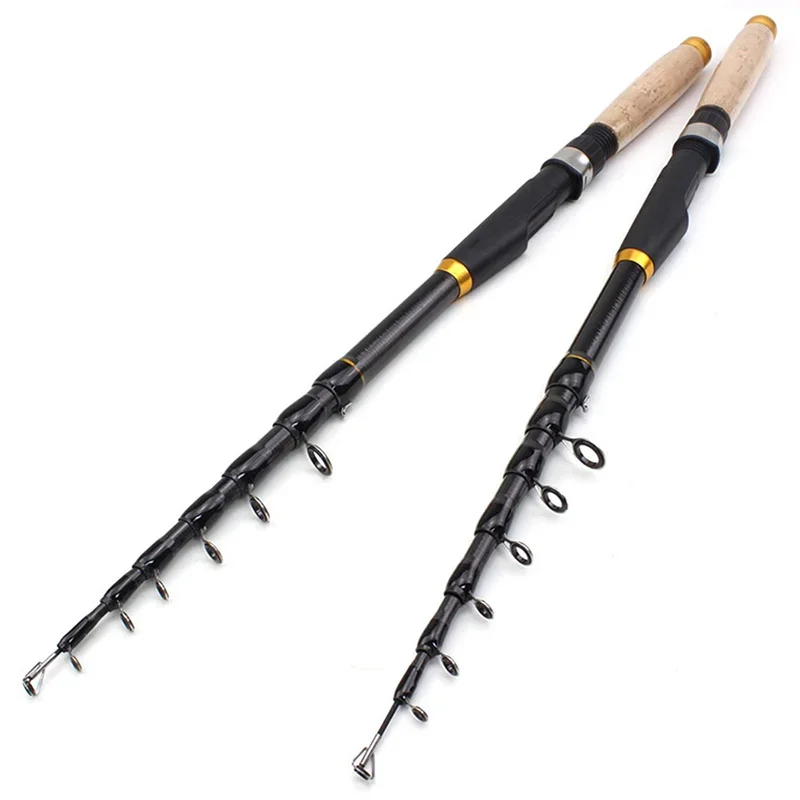 Telescopic Ocean fishing Fishing rod 1.8m - 3.6m Freshwater bass fishing tools carbon metal high strength wooden handle tools