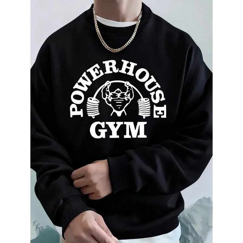 

Мужские толстовки Powerhouse Gym с принтом, зимние флисовые теплые худи, корейские свободные пуловеры с круглым вырезом, мужская одежда в стиле хип-хоп